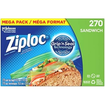 Ziploc Snack and Sandwich Bags for On-the-Go Freshness, Grip 'n Seal Technology
