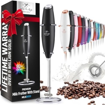 Zulay Powerful Milk Frother Handheld Foam Maker for Lattes - Whisk Drink Mixer