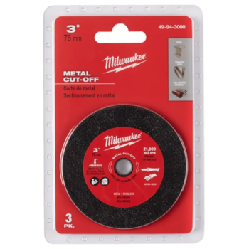 Milwaukee 49943000 3 Pack 76mm (3'') Compact Cut Off Tool Metal Cut-Off Disc
