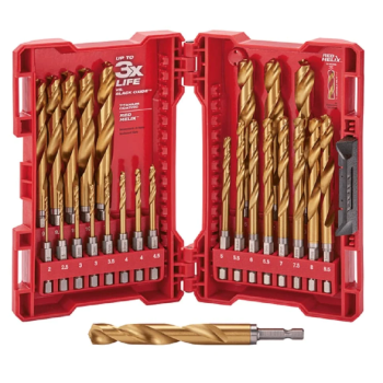 Milwaukee 48894861 25 Piece Metric Shockwave Red Helix Titanium HSS Drill Bit Set