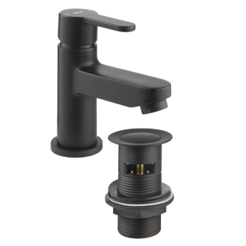 Deva Ethos Cloakroom Basin Mixer Tap Matt Black