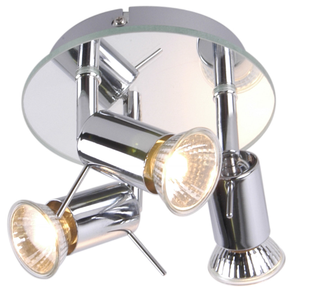 Mercury Mirror Plated GU10 3 Plate Spotlight